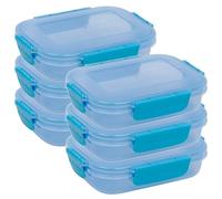 URBN-CHEF Plastic Lunch Box Food Storage Air Tight Rubber Seal Container with Clip Lock 600ml (6, Blue)