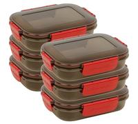 URBN-CHEF Plastic Lunch Box Food Storage Air Tight Rubber Seal Container with Clip Lock 600ml (6, Red/Black)