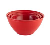 URBN-CHEF Set of 3 Durable Plastic Colourful Mixing Bowls Set Microwave & Dishwasher Safe (Red)