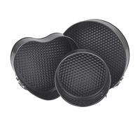 URBN-CHEF Set of 3 La Cucina Heart & Round Shaped Springform Cake Tin Non-Stick Quick Release Springform Baking Pan Shapes - Great for Sponge Cakes and Cheesecakes