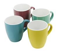 URBN-CHEF Set of 4 Multicoloured Porcelain Mugs Coloured Coffee Mugs 340ml Tea Hot Chocolate Soup Home Gifts