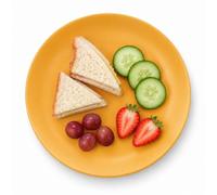 URBN-CHEF Set of 6 Reusable Plastic Plates Small Outdoor Dining (Orange) | Food Safe Plastic, Raised Rim, Dishwasher And Microwave Safe, Reusable For Picnics And BBQs, D21xW21xH2cm