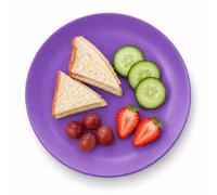 URBN-CHEF Set of 6 Reusable Plastic Plates Small Outdoor Dining (Purple) | Food Safe Plastic, Raised Rim, Dishwasher And Microwave Safe, Reusable For Picnics And BBQs, D21xW21xH2cm
