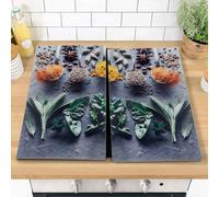 Urbn-Chef Urbnchecf 52Cm Width 2Pcs 2 Pcs Universal Spice Design Glass Stove Hob Cover Cutting Chopping Boards Worktop Protectors