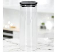 Urbn-Chef Urbnchef 1050Ml Clear Glass Cylinder Coffee Tea Storage Jars With Airtight Black Lid