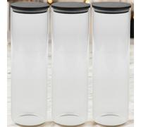 Urbn-Chef Urbnchef 1320Ml 3 Pcs Clear Glass Cylinder Coffee Tea Storage Jars With Airtight Black Lid