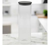 Urbn-Chef Urbnchef 1320Ml Clear Glass Cylinder Coffee Tea Storage Jars With Airtight Black Lid