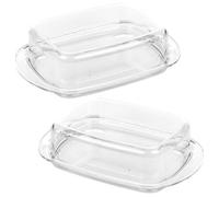 Urbn-Chef Urbnchef 17Cm Width Butter & Cheese Dish Holder Storage Tray Clear Plastic Serving Container With Lid Set Of 2