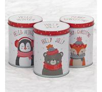 Urbn-Chef Urbnchef 1L 3Pcs Christmas Animals Themed Storage 1L Tins Set Biscuits Coffee Sugar Tea Condiments