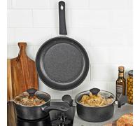 Urbn-Chef Urbnchef 28Cm Diameter 3 Pcs Large Casserole Pot Saucepan Frying Pans Forged Carbon Induction Cookware Set