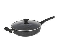 Urbn-Chef Urbnchef 28Cm Diameter Pressed Carbon Induction Black Deep Frying Pan & Lid Pot With Soft Touch Handle