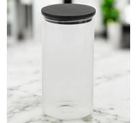 Urbn-Chef Urbnchef 800Ml Clear Glass Cylinder Coffee Tea Storage Jars With Airtight Black Lid