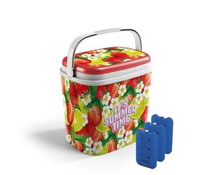 URBN GARDEN 27L Large Plastic Outdoor Camping Travel Cooler Box With Handle & 3 Ice Packs Perfect for Camping and Travel, Keeping Your Drinks Cold and Refreshing