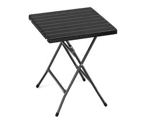 URBN GARDEN 60cm Black Rattan Wood-Look Square Folding Table Lightweight and Perfect for Outdoor Garden, Patio, Camping, and Picnic Use Stylish, Portable, and Durable for Outdoor Activities (Black)