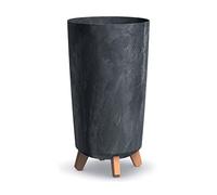 URBN GARDEN Tall Slim Anthracite Look Plastic Planter Flower Soil Pot Indoor Outdoor With Legs