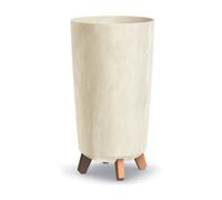 URBN GARDEN Tall Slim Cream Look Plastic Planter Flower Soil Pot Indoor Outdoor With Legs
