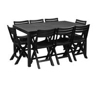 Urbn-Garden Urbn Garden Large 2.2M Adjustable Garden Dining Anthracite Picnic Table Patio Deck W/ 8 Matching Chairs