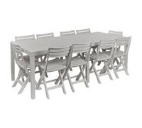 Urbn-Garden Urbn Garden Large 2.2M Adjustable Garden Dining White Picnic Table Patio Deck W/ 8 Matching Chairs