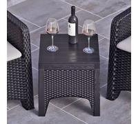 Urbn-Garden Urbngarden 42Cm Height Black Rattan Square Coffee Table Wood Look