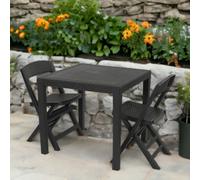 Urbn-Garden Urbngarden 72Cm Height 2Pc Garden Plastic Patio Dining Whether Proof Anthracite Table & Chairs
