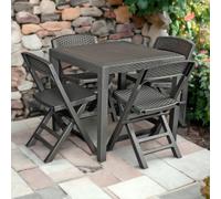 Urbn-Garden Urbngarden 72Cm Height 4Pc Garden Plastic Patio Dining Whether Proof Anthracite Table & Chairs