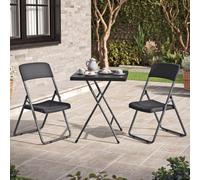 Urbn-Garden Urbngarden 82Cm Height 3 Pcs Black Rattan Design Folding Square Table & Chairs Set