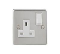 Urbn-Living 10X British General Stainless Steel 1-Gang 13A Switched Socket