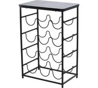 Urbn-Living 12 Bottle Wine Grey Rack Shelf Freestanding Metal Frame Wooden Top Display Stand