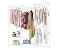 Urbn-Living 174Cm White 4 Rail Wire Garment Rack With 8 Shelves Freestanding Open Wardrobe