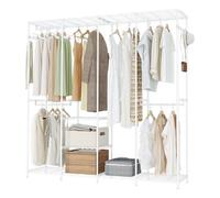 Urbn-Living 195Cm White 4 Column Wire Wardrobe With 4 Rails 6 Shelves And Side Hooks