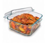 Urbn-Living 1L Set Of 1 Square Glass Casserole Dish With Lid Borosilicate Ovenware Airfryer