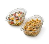 Urbn-Living 1L Set Of 2 Triangle Glass Casserole Dish With Lid Borosilicate Ovenware Airfryer