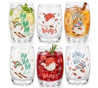 Urbn-Living 250Ml Christmas Gnome Glasses Set Of 6 Stemless Drinking Tumblers Festive Xmas Glassware