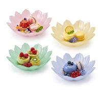 Urbn-Living 270Ml Set Of 4 Glass Flower Petal Bowls Pastel Dessert Snack Nibbles Dish Kitchen Tableware