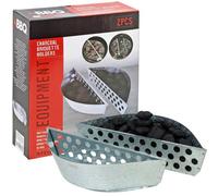 Urbn-Living 2Pcs Steel Charcoal Briquette Holders Bbq Fuel Baskets Portable Grill Accessories