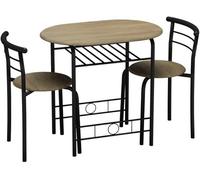 Urbn-Living 3 Pcs Dining Table 2 Chairs Set Kitchen Breakfast Furniture Compact Space Saving - Oak