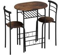 Urbn-Living 3 Pcs Dining Table 2 Chairs Set Kitchen Breakfast Furniture Compact Space Saving - Rustic Brown