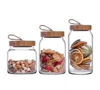 Urbn-Living 3-Pcs Pasabahce Air-Tight Glass Storage Jars With Wooden Lids