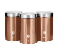 Urbn-Living 3 Pcs Smooth Rose Gold Stainless Steel Cannister Set With Airtight Lids