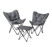 Urbn-Living 3 Piece Camping Furniture Set Folding Chairs & Table Grey Portable Outdoor Picnic Set