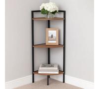 Urbn-Living 3 Tier Metal & Mdf Rustic Corner Cabinet Free Standing Bookcase Shelving Display