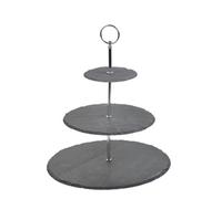 Urbn-Living 3-Tier Natural Slate Round Cake Stand