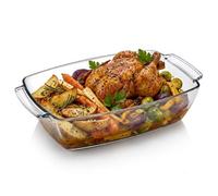 Urbn-Living 4.42L Deep Rectangular Glass Casserole Roasting Dish With Two Handles, Oven To Table Bakeware