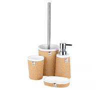 Urbn-Living 4-Pcs Ridder Bathroom Accessories Set - Brown Rope Wrap