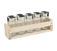 Urbn-Living 6-Pc Spice Herb Glass Jars With Wooden Wall Rack