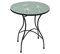 Urbn-Living 60Cm Round Mosaic Garden Bistro Table Metal Frame Patio Outdoor Table - Geometric Green