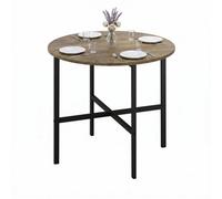 Urbn-Living 80Cm Dark Oak Round Wooden Dining Table With X Frame Metal Legs For Small Kitchens