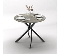 Urbn-Living 80Cm Greige Oak Round Dining Table With Intersecting Metal Legs Modern Kitchen Furniture