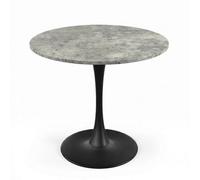 Urbn-Living 80Cm Round Pedestal Dining Table Wood Effect Top Metal Base - Concrete