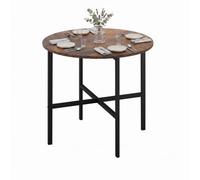 Urbn-Living 80Cm Rustic Oak Round Wooden Dining Table With X Frame Metal Legs For Small Kitchens